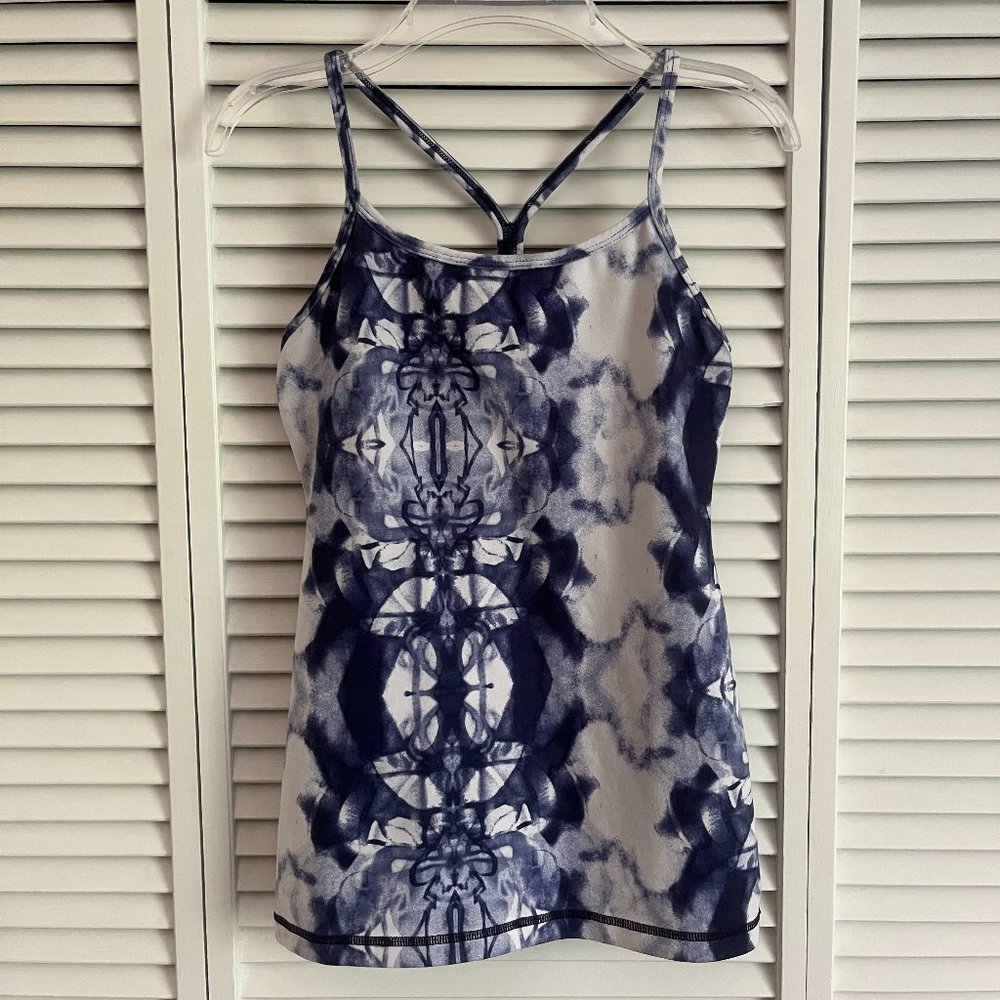 Lululemon Power Y Tank top indigo & white tie dye size 4 rare